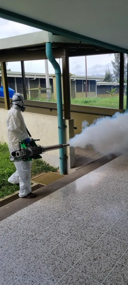 EcoPlagas technician applying treatment