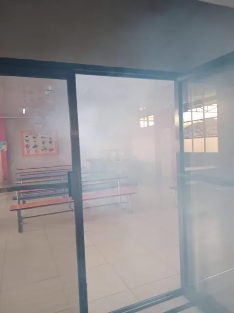 Fogging a school cafeteria
